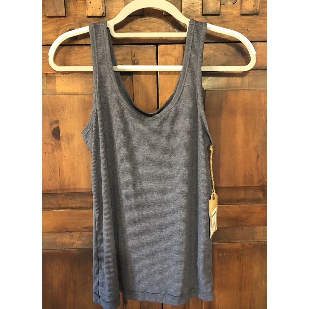 True Craft Womens Ribbed Tank Top Navy Blue Size L